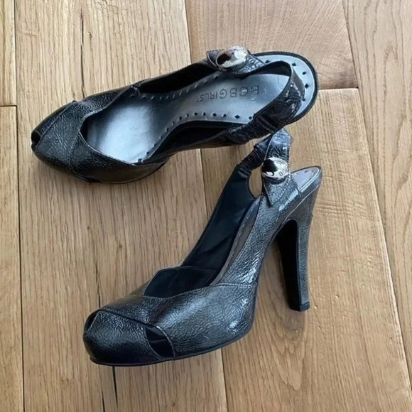 BCBGirls Peep Toe Silver Metallic Pumps - Picture 8 of 12